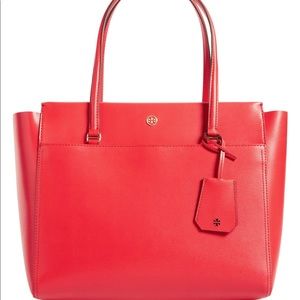 Tory Burch Red Parker Leather Tote